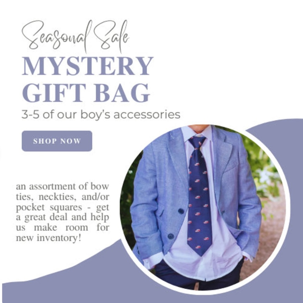Mystery Boy's Haberdashery Gift Bag | ties, bow ties, and pocket squares assortm